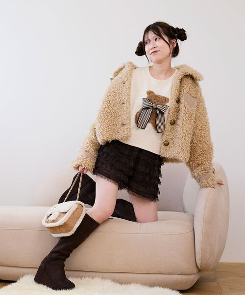 MAJESTIC LEGON（マジェスティックレゴン）の「レースティアードショートパンツ（その他パンツ・レディース・アイボリー/ブラック/ブラウン・MEDIUM）」の10枚目の写真