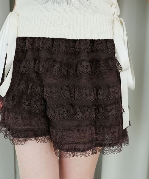 MAJESTIC LEGON（マジェスティックレゴン）の「レースティアードショートパンツ（その他パンツ・レディース・アイボリー/ブラック/ブラウン・MEDIUM）」の19枚目の写真