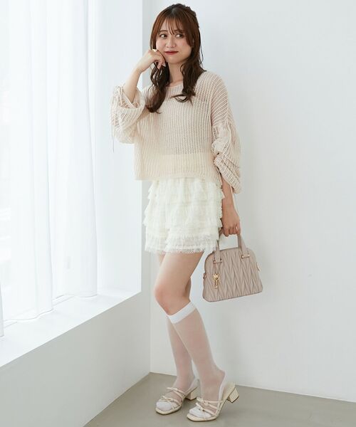 MAJESTIC LEGON（マジェスティックレゴン）の「レースティアードショートパンツ（その他パンツ・レディース・アイボリー/ブラック/ブラウン・MEDIUM）」の17枚目の写真