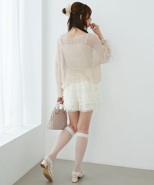 MAJESTIC LEGON（マジェスティックレゴン）の「レースティアードショートパンツ（その他パンツ・レディース・アイボリー/ブラック/ブラウン・MEDIUM）」の16枚目の写真