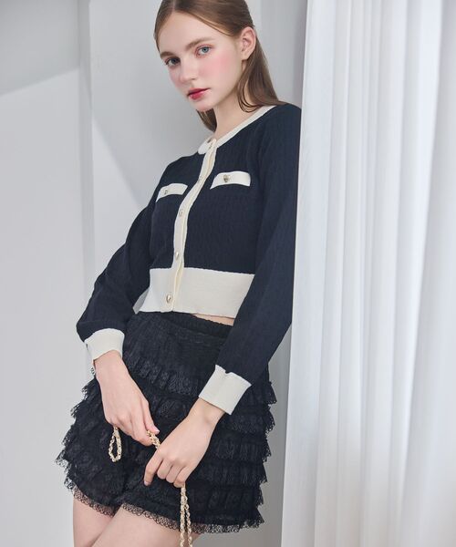 MAJESTIC LEGON（マジェスティックレゴン）の「レースティアードショートパンツ（その他パンツ・レディース・アイボリー/ブラック/ブラウン・MEDIUM）」の22枚目の写真