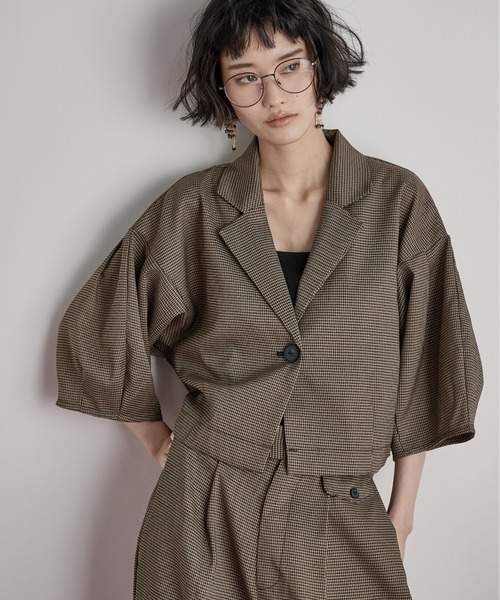 セール】バレルハーフスリーブクロップドテーラードジャケット