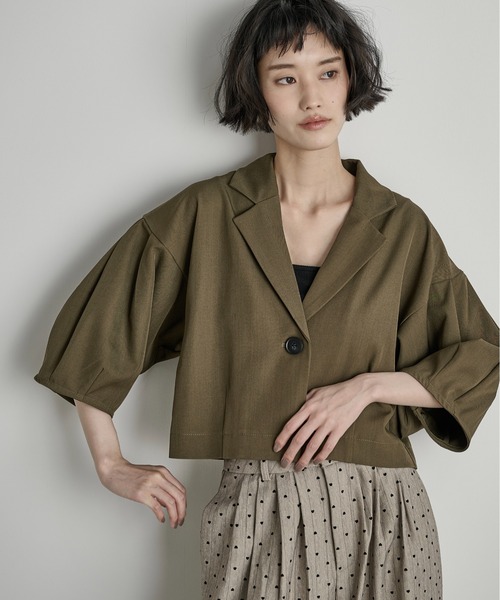 セール】バレルハーフスリーブクロップドテーラードジャケット