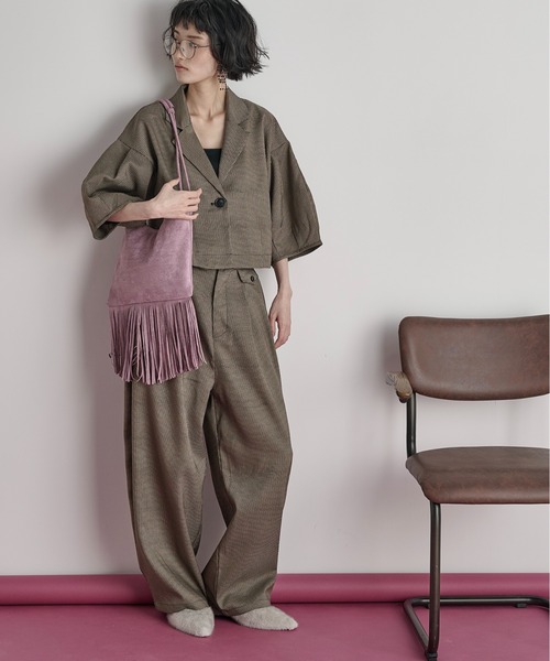 セール】バレルハーフスリーブクロップドテーラードジャケット