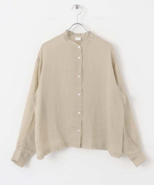 かぐれ（カグレ）の「ラミースタンドカラーショートシャツ（シャツ/ブラウス・レディース・ベージュ/スミクロ・FREE）」の16枚目の写真