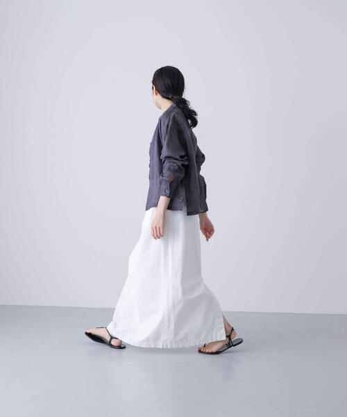 かぐれ（カグレ）の「ラミースタンドカラーショートシャツ（シャツ/ブラウス・レディース・ベージュ/スミクロ・FREE）」の3枚目の写真