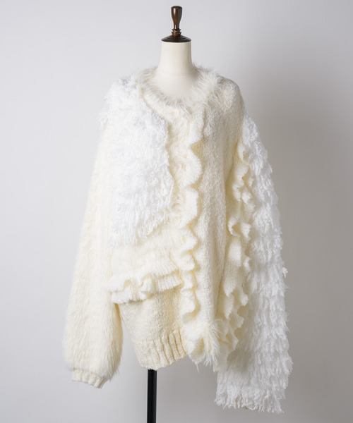 LA BELLE ETUDE（ラベルエチュード）の「【TEN by LA BELLE ETUDE】manyニッティングパターンカーディガン（カーディガン/ボレロ・レディース・ホワイト/ブラック/ブルー・FREE）」の5枚目の写真