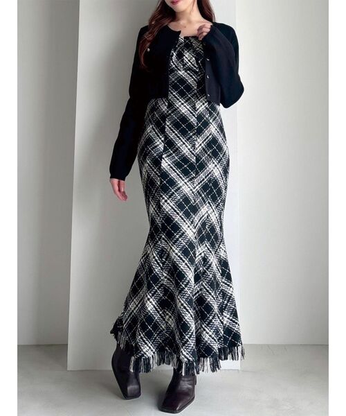 リゼクシー　バイアスチェックビスチェワンピース　ブラウン バイアスチェックビスチェワンピース（ワンピース）｜RESEXXY