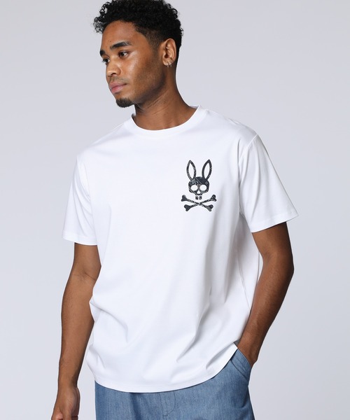 Psycho Bunny(サイコバニー)の「バンダナ柄ワンポイント Tシャツ(Tシャツ/カットソー・メンズ・ブラック/コーラル/ネイビー/ホワイト・X-LARGE/LARGE/MEDIUM/SMALL)」の1枚目の写真