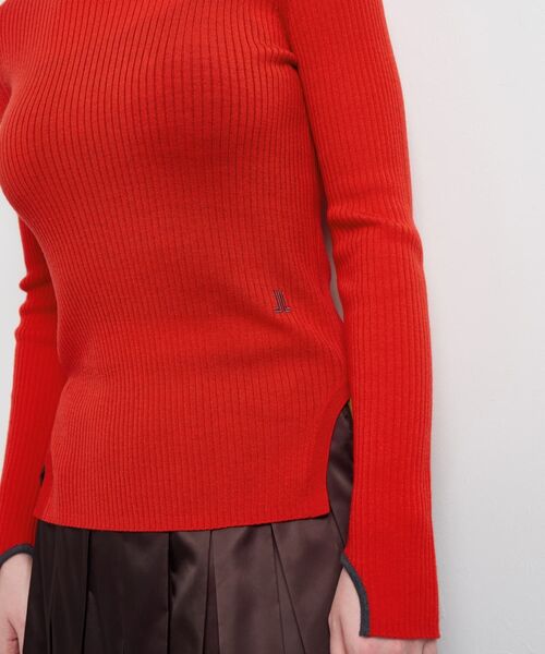 LANVIN en Bleu（ランバンオンブルー）の「カラーポイントクルーネックリブニット（ニット/セーター・レディース・オフホワイト/チャコールグレー/レッド・38）」の11枚目の写真