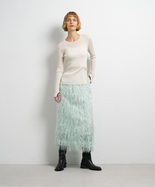 LANVIN en Bleu（ランバンオンブルー）の「カラーポイントクルーネックリブニット（ニット/セーター・レディース・オフホワイト/チャコールグレー/レッド・38）」の13枚目の写真