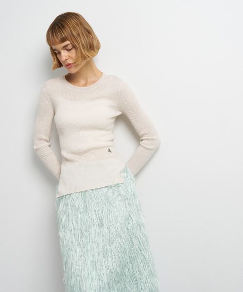 LANVIN en Bleu（ランバンオンブルー）の「カラーポイントクルーネックリブニット（ニット/セーター・レディース・オフホワイト/チャコールグレー/レッド・38）」の16枚目の写真