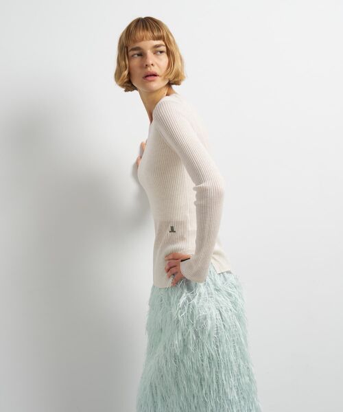 LANVIN en Bleu（ランバンオンブルー）の「カラーポイントクルーネックリブニット（ニット/セーター・レディース・オフホワイト/チャコールグレー/レッド・38）」の17枚目の写真