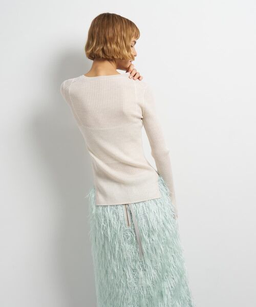 LANVIN en Bleu（ランバンオンブルー）の「カラーポイントクルーネックリブニット（ニット/セーター・レディース・オフホワイト/チャコールグレー/レッド・38）」の18枚目の写真