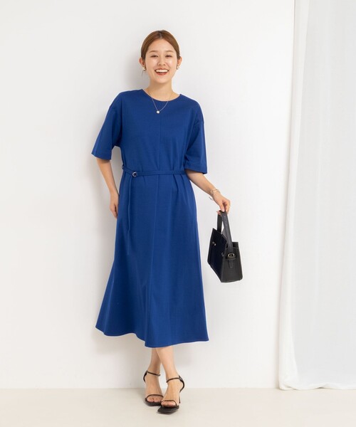 NOLLEY’S(ノーリーズ)の「ウォッシャブルシルケットスムース5分袖ワンピース(ワンピース・レディース・ネイビー/チャコールグレー/ロイヤルブルー・38)」の5枚目の写真