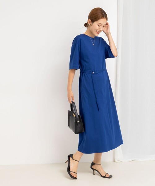 NOLLEY’S(ノーリーズ)の「ウォッシャブルシルケットスムース5分袖ワンピース(ワンピース・レディース・ネイビー/チャコールグレー/ロイヤルブルー・38)」の8枚目の写真