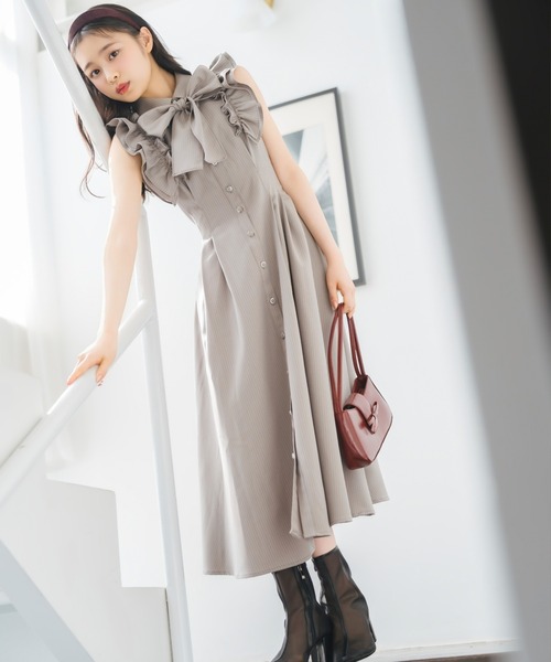 ウィルセレクション　リボンタイワンピース WILLSELECTION ワンピース ラッフルスリーブリボンタイ