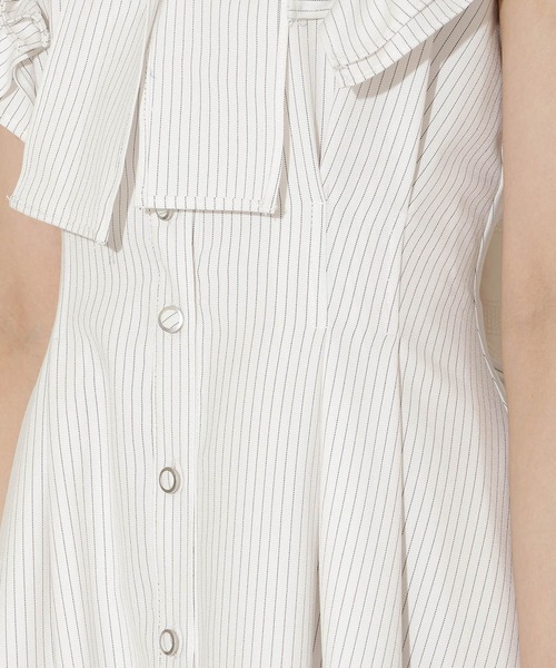 フリルスリーブリボンタイシャツワンピース（ワンピース