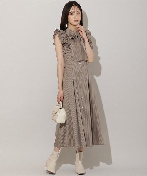 WILLSELECTION(ウィルセレクション)の「フリルスリーブリボンタイシャツワンピース(ワンピース・レディース・ブラウン/ネイビー/ホワイト/ピンク系/ピンク/ブラック系その他/モカ・FREE)」の20枚目の写真
