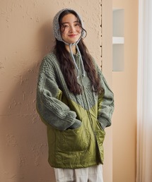 niko and...(ニコアンド)のケーブルキルトジップブルゾン(ブルゾン)