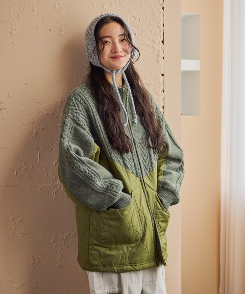 ケーブルキルトジップブルゾン（ブルゾン）｜niko and（ニコアンド