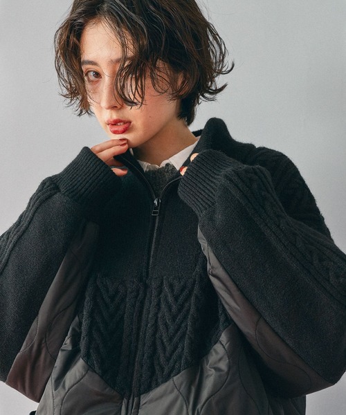 ケーブルキルトジップブルゾン（ブルゾン）｜niko and