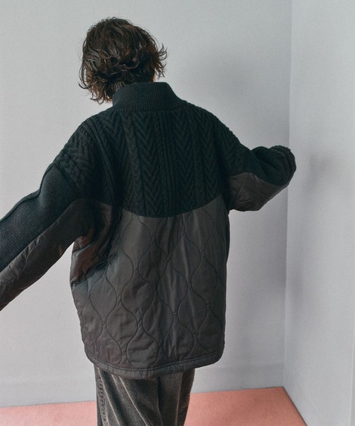 niko and...（ニコアンド）の「ケーブルキルトジップブルゾン（ブルゾン・レディース・ブラック/アイボリー/カーキ・FREE）」の9枚目の写真