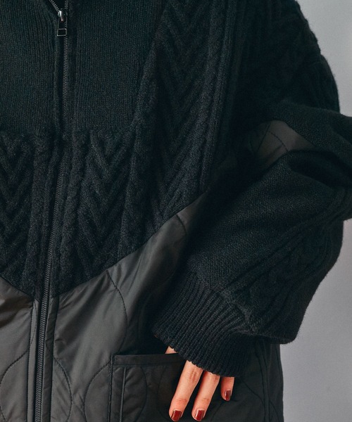 niko and...（ニコアンド）の「ケーブルキルトジップブルゾン（ブルゾン・レディース・ブラック/アイボリー/カーキ・FREE）」の13枚目の写真