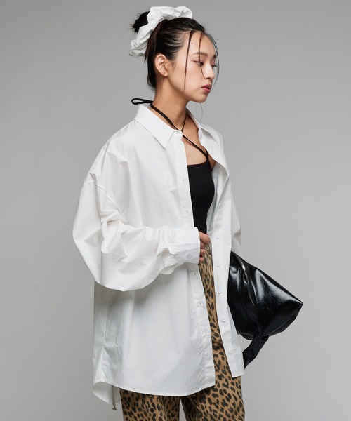 Narcissus(ナルシス)の「【シュシュセット】オーバーシャツ/ストライプシャツ(シャツ/ブラウス・レディース・マルチ/ホワイト・FREE)」の1枚目の写真