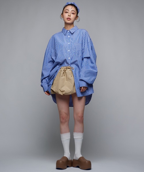 Narcissus(ナルシス)の「【シュシュセット】オーバーシャツ/ストライプシャツ(シャツ/ブラウス・レディース・マルチ/ホワイト・FREE)」の11枚目の写真