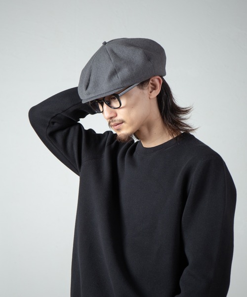RACAL（ラカル）の「C/W Peach Brushed Calze 8Panel Beret Cas / コットンウールピーチ起毛カルゼ8パネルベレーキャス（キャスケット・メンズ・ブラック/グレー/ベージュ・MEDIUM/LARGE）」の3枚目の写真