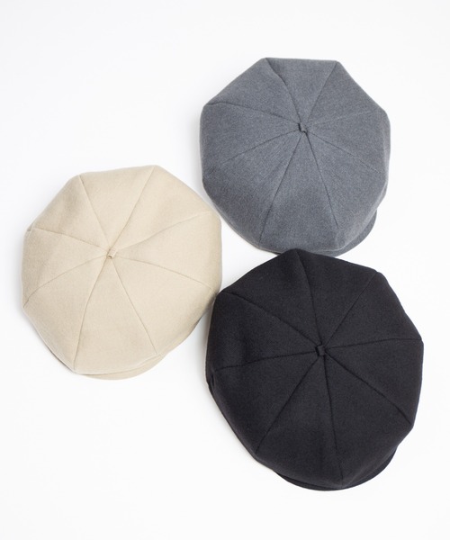 RACAL（ラカル）の「C/W Peach Brushed Calze 8Panel Beret Cas / コットンウールピーチ起毛カルゼ8パネルベレーキャス（キャスケット・メンズ・ブラック/グレー/ベージュ・MEDIUM/LARGE）」の4枚目の写真