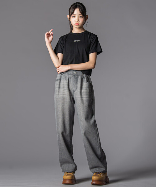 ZIDDY（ジディ）の「シアーカーディガン＆半袖ロゴTシャツ(130~160cm)（カーディガン/ボレロ・キッズ・ブラック/グレー・140cm/150cm/FREE/130cm）」の11枚目の写真