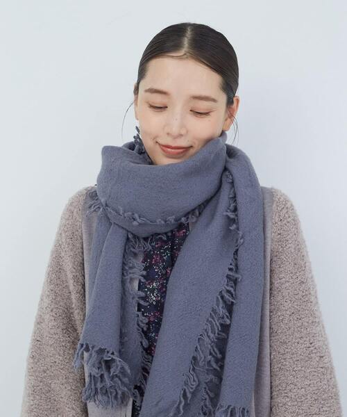 ビアズリー ウール縮絨ストール ブラック×ドット BEARDSLEY