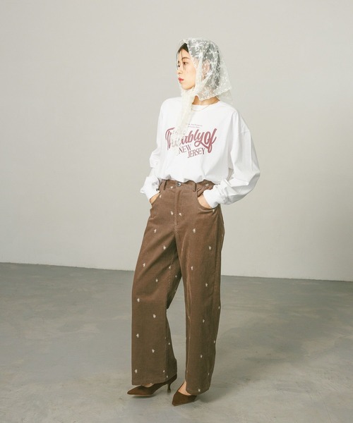 BAYFLOW（ベイフロー）の「[トレンドライク]刺繍コーデュロイパンツ（その他パンツ・レディース・ネイビー/ブラウン・SMALL/MEDIUM）」の8枚目の写真