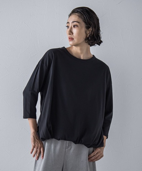 la.f…(ラエフ)の「【biyori】バルーンヘムカットソー≪手洗い可能≫(Tシャツ/カットソー・レディース・ブラック/ホワイト・9号)」の2枚目の写真