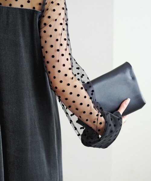 オケージョン】フロッキードットベロア切替ワンピース（ドレス