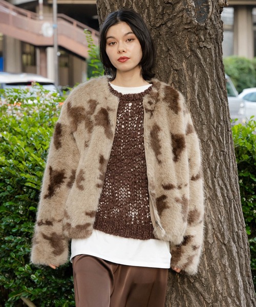 niko and...（ニコアンド）の「フサフサアソートファーブルゾン（ブルゾン・レディース・グレー/ブラウン/ライトグレー・MEDIUM/LARGE）」の3枚目の写真