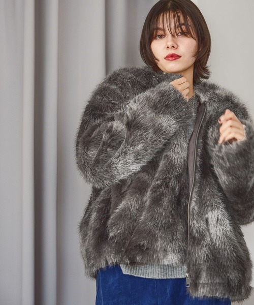 niko and...（ニコアンド）の「フサフサアソートファーブルゾン（ブルゾン・レディース・グレー/ブラウン/ライトグレー・MEDIUM/LARGE）」の6枚目の写真