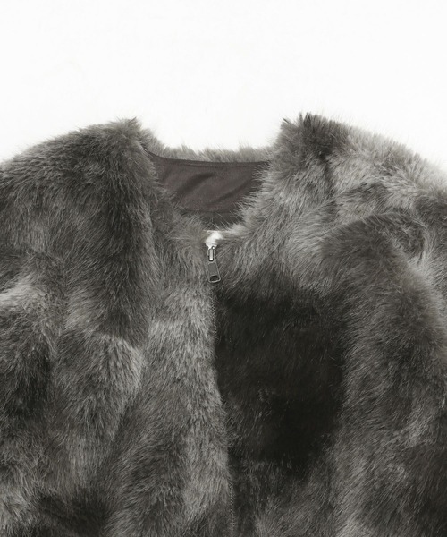 niko and...（ニコアンド）の「フサフサアソートファーブルゾン（ブルゾン・レディース・グレー/ブラウン/ライトグレー・MEDIUM/LARGE）」の10枚目の写真