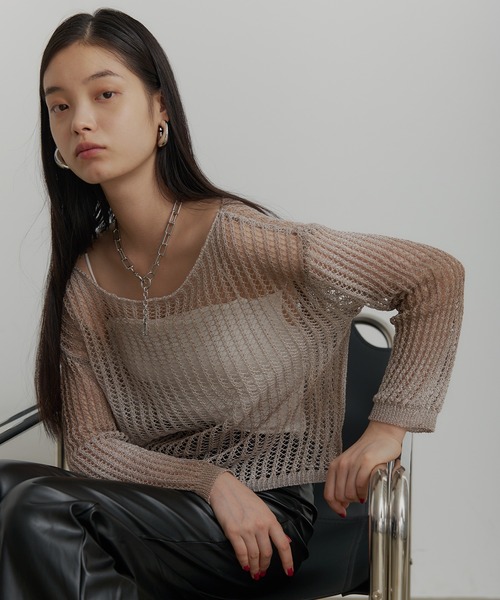 グラデーション シースルーニットトップス（カーディガン/ボレロ