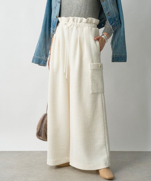 RIVE DROITE（リヴドロワ）の「【旬のスタイルを叶える】カットツイードワイドパンツ（その他パンツ・レディース・オフホワイト/ブラック・38/36）」の2枚目の写真