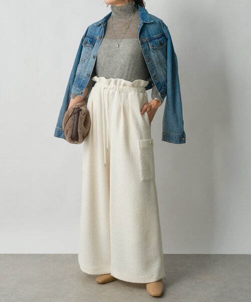 RIVE DROITE（リヴドロワ）の「【旬のスタイルを叶える】カットツイードワイドパンツ（その他パンツ・レディース・オフホワイト/ブラック・38/36）」の3枚目の写真