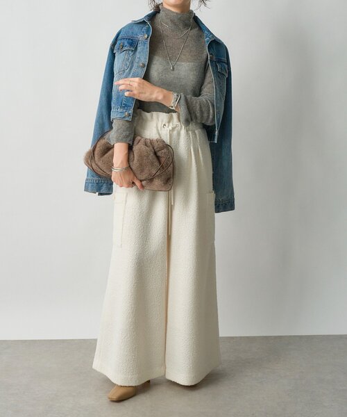 RIVE DROITE（リヴドロワ）の「【旬のスタイルを叶える】カットツイードワイドパンツ（その他パンツ・レディース・オフホワイト/ブラック・38/36）」の4枚目の写真