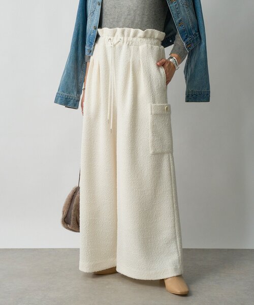 RIVE DROITE（リヴドロワ）の「【旬のスタイルを叶える】カットツイードワイドパンツ（その他パンツ・レディース・オフホワイト/ブラック・38/36）」の7枚目の写真