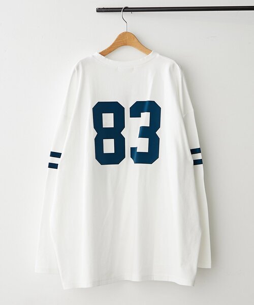 NUNIFE（ユニフィー）の「【NUNIFE】袖ラインナンバリングBIGTシャツ（Tシャツ/カットソー・レディース・オフホワイト/トップグレー/スミクロ・FREE）」の13枚目の写真