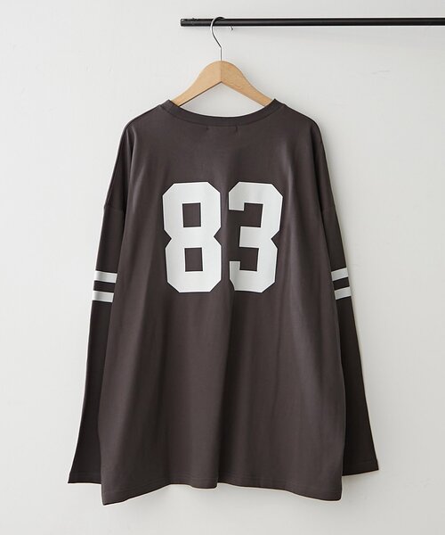 NUNIFE（ユニフィー）の「【NUNIFE】袖ラインナンバリングBIGTシャツ（Tシャツ/カットソー・レディース・オフホワイト/トップグレー/スミクロ・FREE）」の17枚目の写真