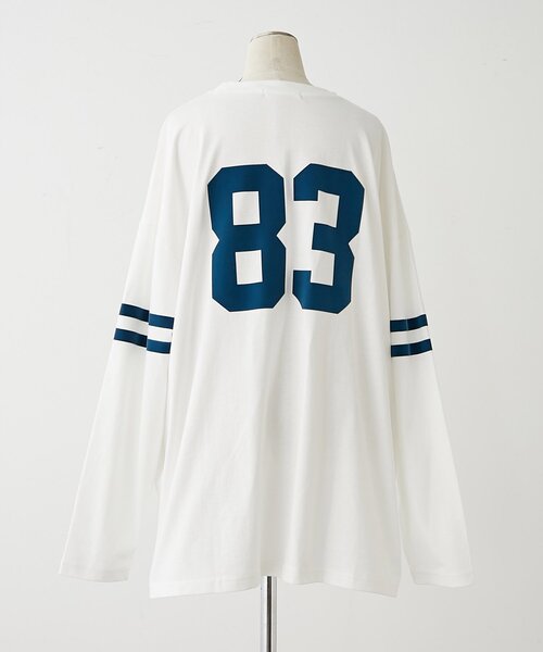 NUNIFE（ユニフィー）の「【NUNIFE】袖ラインナンバリングBIGTシャツ（Tシャツ/カットソー・レディース・オフホワイト/トップグレー/スミクロ・FREE）」の20枚目の写真