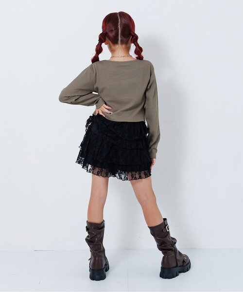 algy（アルジー）の「レースアップレイヤード風トップス（Tシャツ/カットソー・キッズ・サックスブルー/カーキ/チャコール・SMALL/MEDIUM/X-SMALL/XX-SMALL）」の19枚目の写真