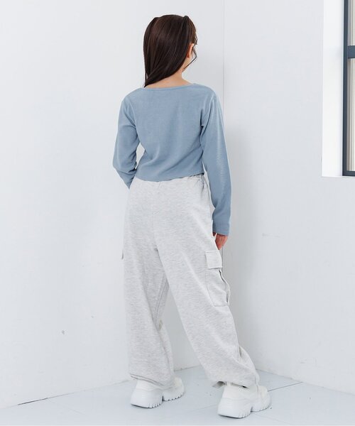 algy（アルジー）の「レースアップレイヤード風トップス（Tシャツ/カットソー・キッズ・サックスブルー/カーキ/チャコール・SMALL/MEDIUM/X-SMALL/XX-SMALL）」の6枚目の写真